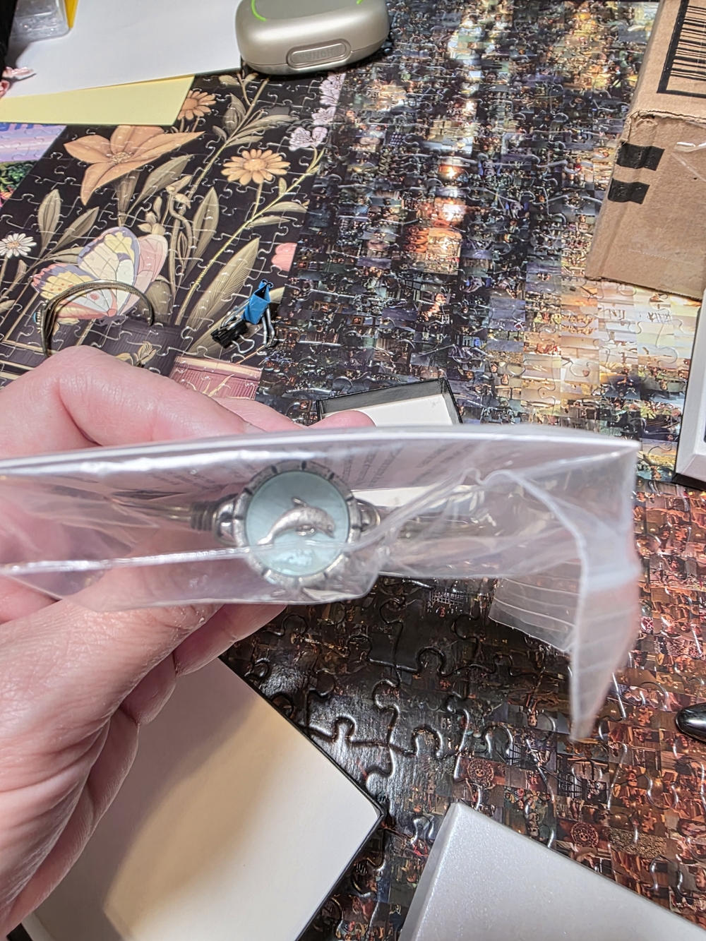 Luca + Danni Silver Bracelet with Light Blue Dolphin Accent